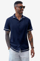 Runcati Mens Dark Blue Short Sleeve Shirt