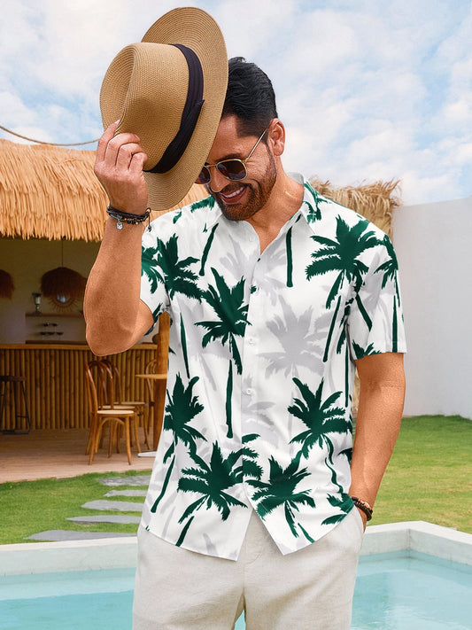 Runcati Mens Dark Green Button Down Shirts