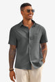 Runcati Mens Dark Grey Short Sleeve Casual Dress Shirt