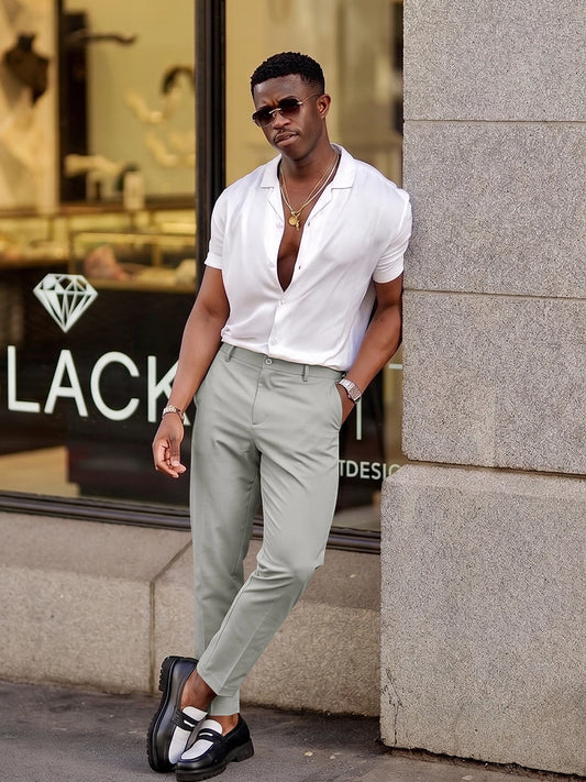 Runcati Mens Gray Slim Work Pants