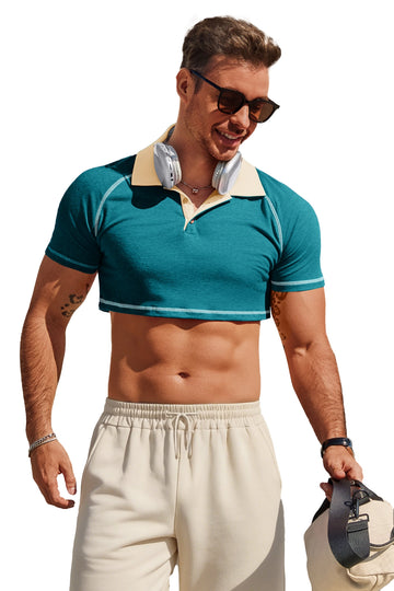 Runcati Mens Green Cropped Polo Shirts