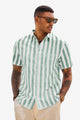 Runcati Mens Green Striped Button Down Shirts