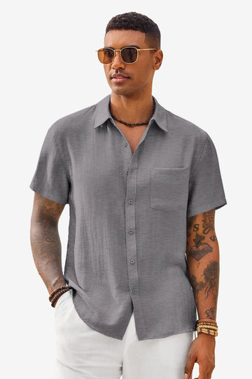 Runcati Mens Grey Button-down Shirts