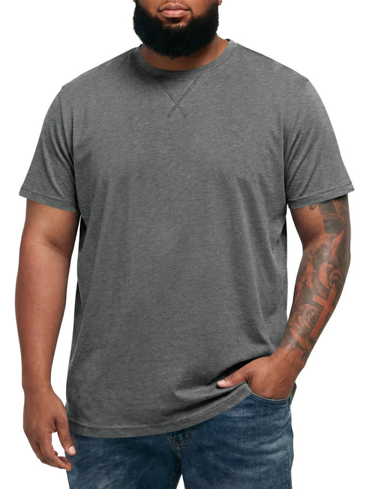 Runcati Mens Grey Crew Neck Casual T-Shirt