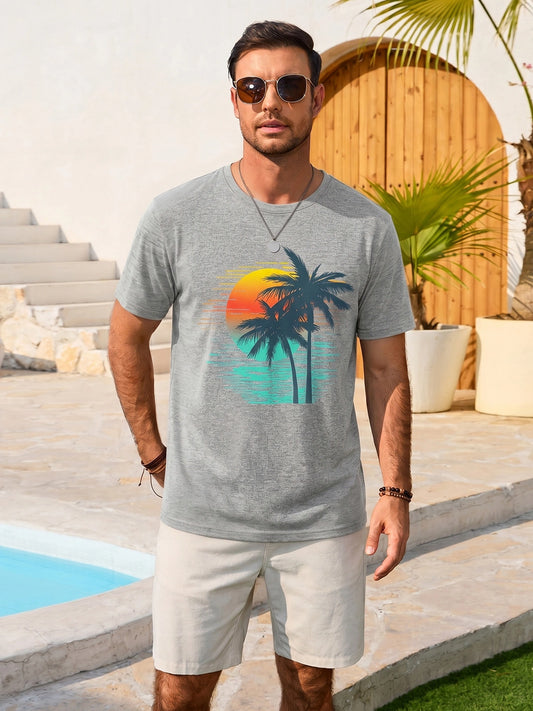Runcati Mens Grey Palm Tree Tee