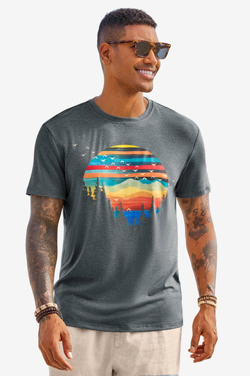 Runcati Mens Grey Short Sleeve T-Shirts