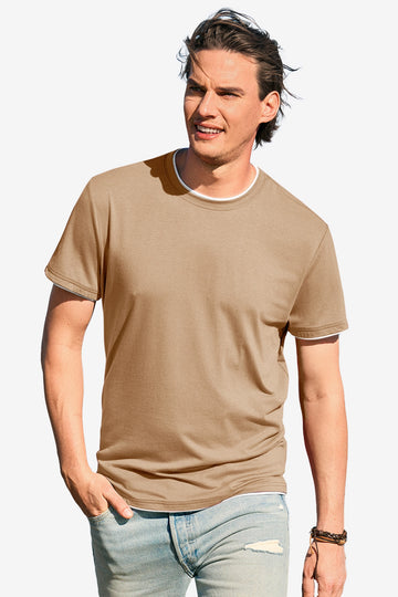 Runcati Mens Khaki Crew Neck T Shirts