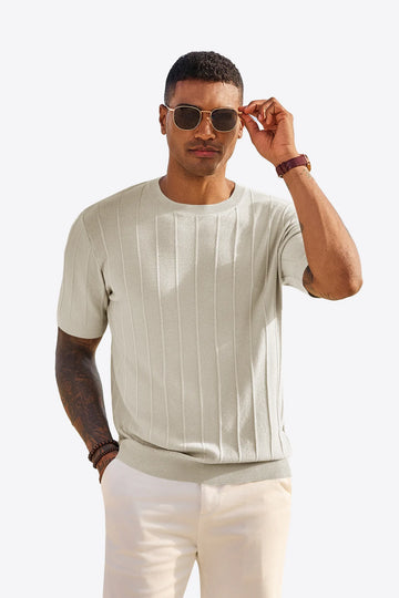 Runcati Mens Khaki Knit Short Sleeve T-Shirts
