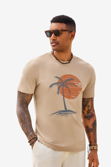 Runcati Mens Khaki Short Sleeve T-Shirts