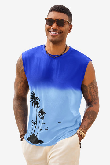 Runcati Mens Light Blue Graphic Tank Tops