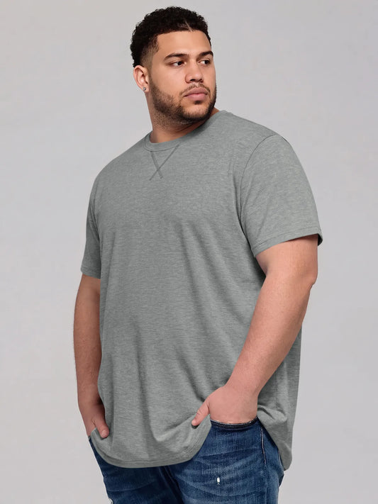 Runcati Mens Light Grey Crew Neck Casual T-Shirt