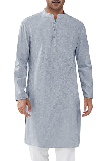 Runcati Mens Light Grey Kaftan Robe