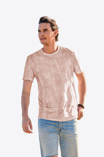 Runcati Mens Light Pink Crew Neck T-Shirt