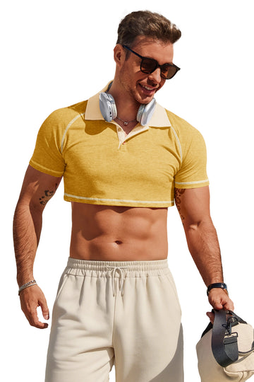 Runcati Mens Mustard Yellow Cropped Polo Shirts