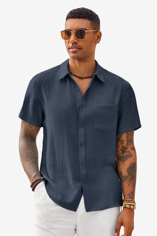 Runcati Mens Navy Button-down Shirts