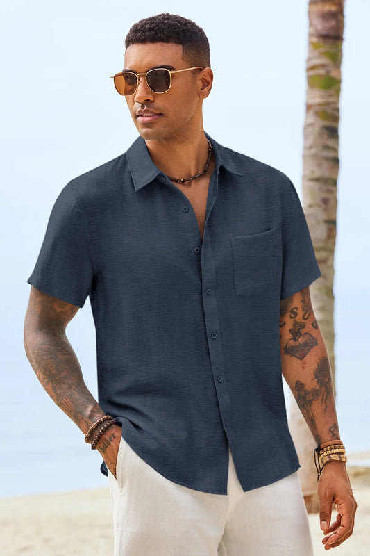 Runcati Mens Navy Button-down Shirts