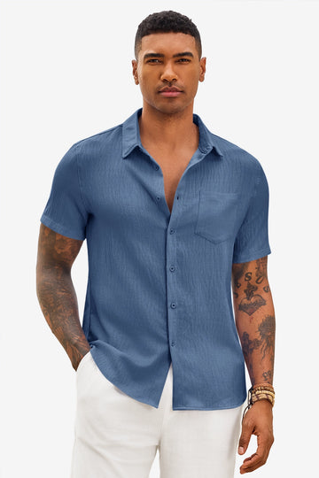 Runcati Mens Navy Button Down Shirts
