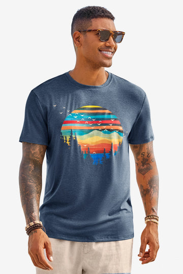 Runcati Mens Navy Short Sleeve T-Shirts