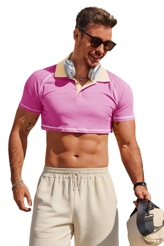 Runcati Mens Pink Cropped Polo Shirts