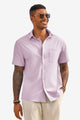 Runcati Mens Pink Short Sleeve Casual Dress Shirt