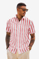 Runcati Mens Pink Striped Button Down Shirts