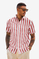 Runcati Mens Red Striped Button Down Shirts