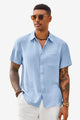 Runcati Mens Sky Blue Button-down Shirts