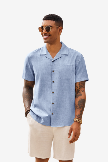 Runcati Mens Sky Blue Button Down Shirt
