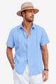 Runcati Mens Sky Blue Cuban Guayabera Shirts
