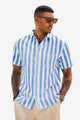 Runcati Mens Sky Blue Striped Button Down Shirts