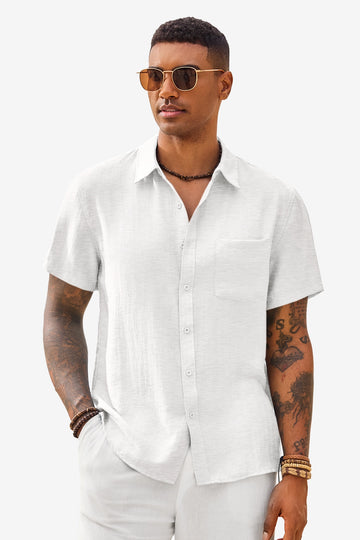 Runcati Mens White Button-down Shirts