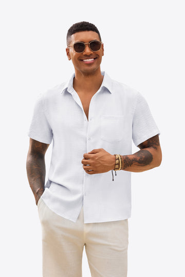 Runcati Mens White Button Down Shirts