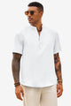 Runcati Mens White Casual Henley Shirt