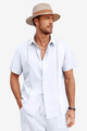 Runcati Mens White Cuban Guayabera Shirts