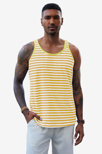 Runcati Mens Yellow Workout Tank Tops
