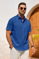 Runcati Navy Blue  Linen Beach Shirt