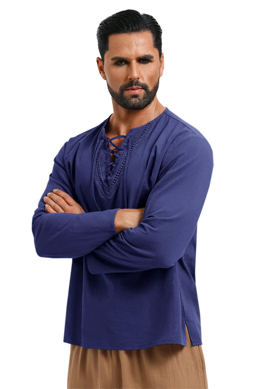 Runcati Navy Blue Renaissance Pirate Shirt