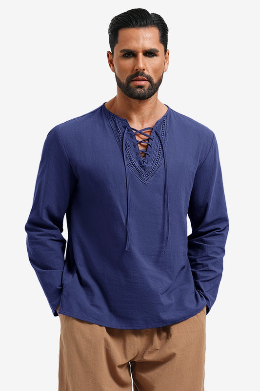 Runcati Navy Blue Renaissance Pirate Shirt