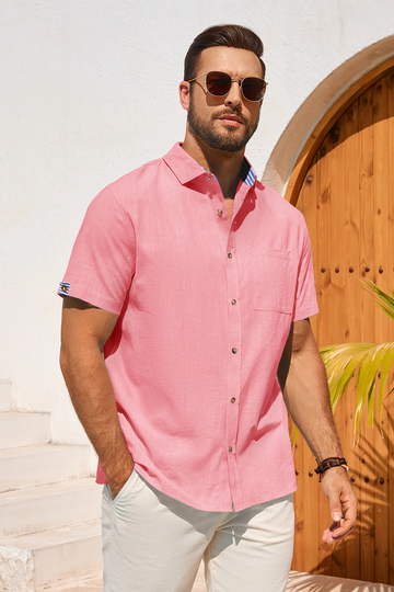 Runcati Pink Linen Beach Shirt