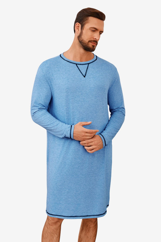 Runcati  Sky Blue Mens Comfy Sleep Nightshirt