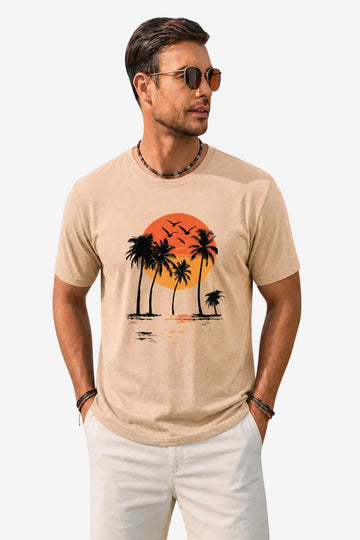 Runcati Mens Khaki Island Graphic Tee