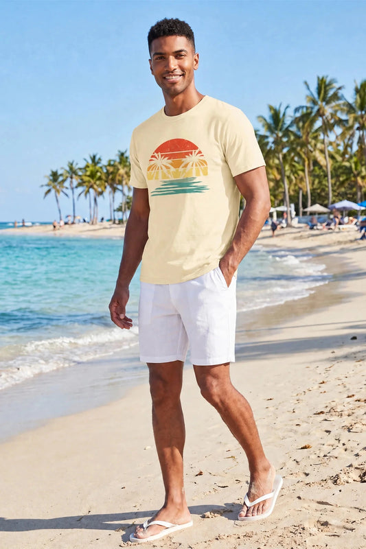 Runcati Mens Apricot Palm Graphic Tee