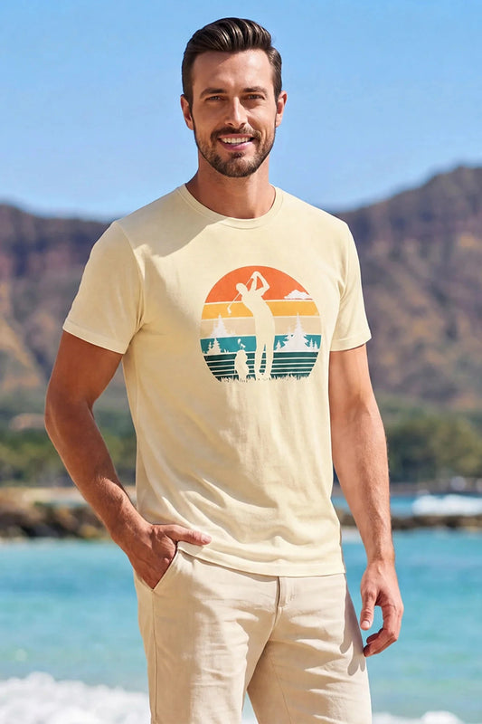 Runcati Mens Apricot Golf Tree Tee